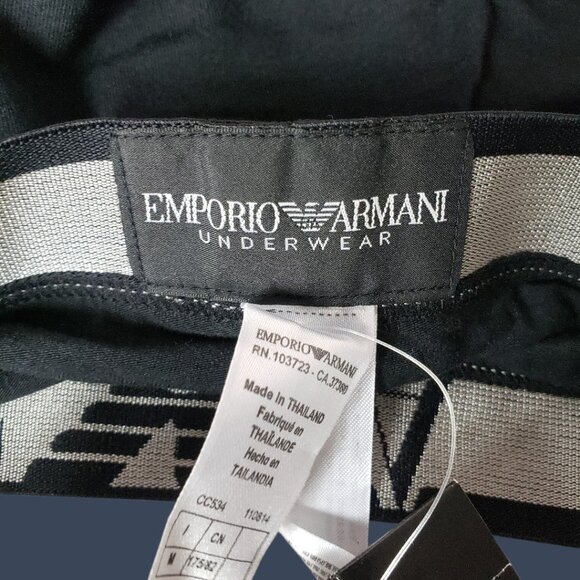Emporio Armani Mens Modal Briefs  Stylish Logo Waistband Black/Beige Medium - Picture 4 of 9